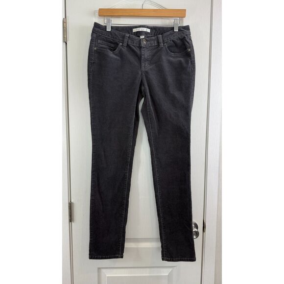 LC Lauren Conrad Women's Dark Gray Corduroy Pants Skinny Low Rise Size 10 - Picture 1 of 10